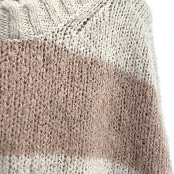 AMERICAN EAGLE Jegging Fit Cream Pink Striped Wool Blend Oversized Tunic Sweater - Picture 7 of 14